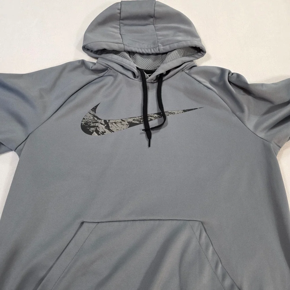 Nike Mens Dri-FIT Graphic Swoosh Hoodie Grey Pullover Size L Outdoor Basketball‎